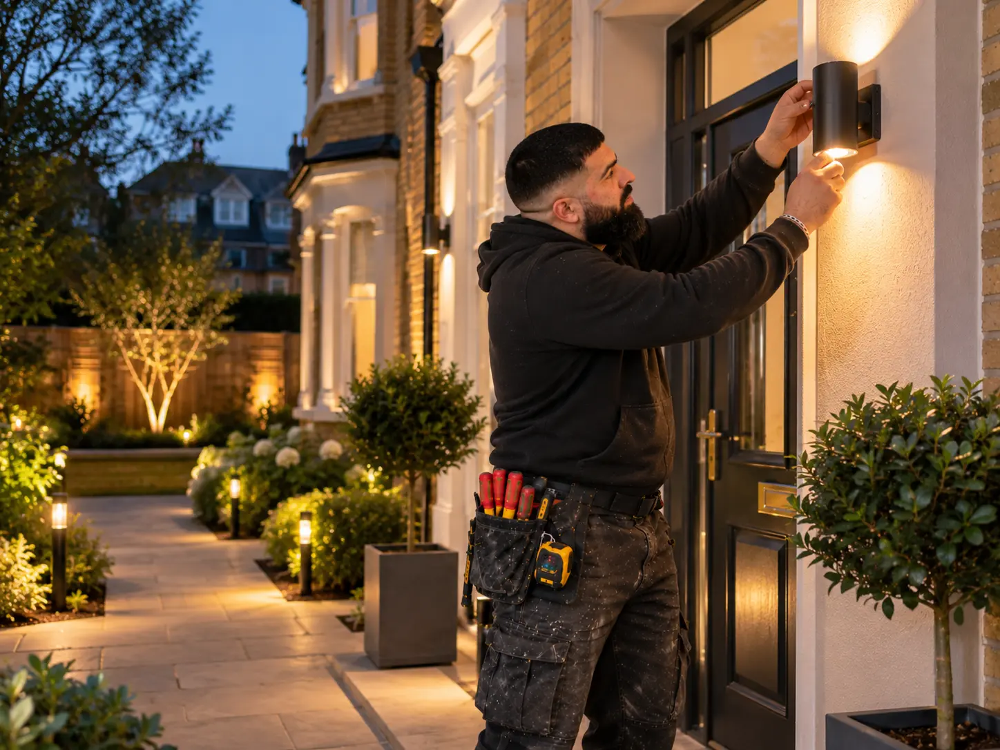 Outdoor garden lighting installed at a home in Ealing